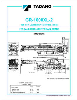 Todano GR-1600XL-2 (160 Ton Rough Terrain Crane)